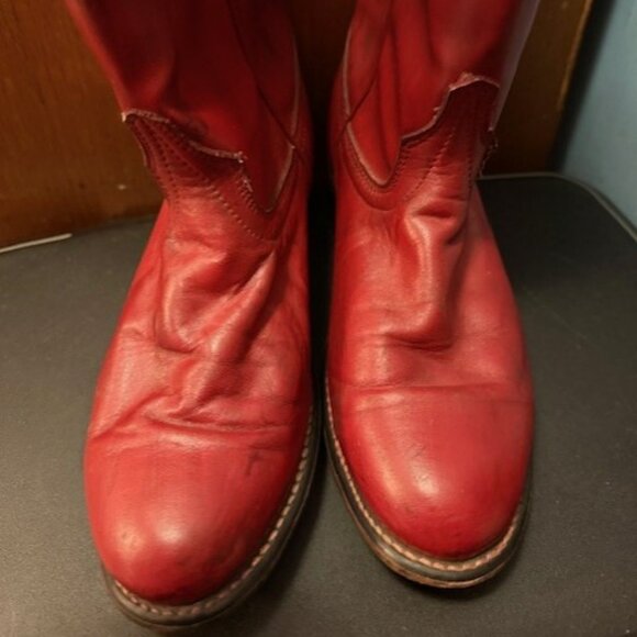 Vintage 1980s Red Laredo Round-toe Roper Cowboy Boots - 6M - Picture 3 of 16